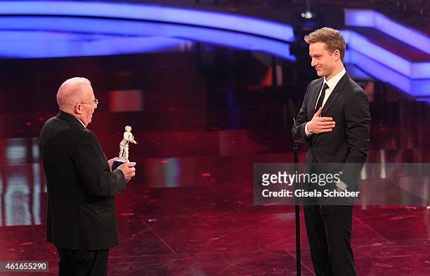 Gerhard Wiese and Alexander Fehling during the Bavarian Film Award 2015 on January 16, 2015 in Munich, Germany.