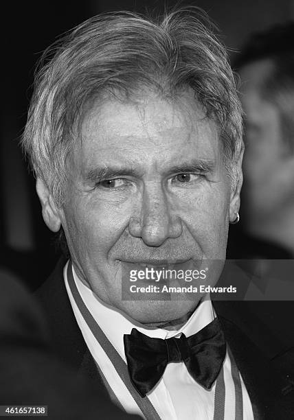 Actor Harrison Ford arrives at the 12th Annual "Living Legends Of Aviation" Awards at The Beverly Hilton Hotel on January 16, 2015 in Beverly Hills,...