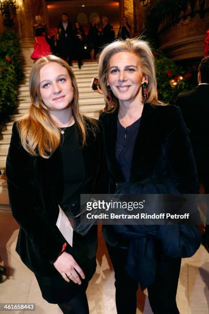 Journalist Anne Fulda and her daughter attend Arop Charity Gala with 'Ballet du Theatre Bolchoi'. Held at Opera Garnier on January 9, 2014 in Paris,...