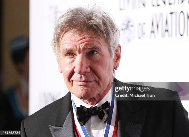 Harrison Ford arrives at the 12th Annual "Living Legends of Aviation" Awards held at The Beverly Hilton Hotel on January 16, 2015 in Beverly Hills,...