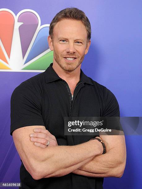 Actor Ian Ziering arrives at day 2 of the NBCUniversal 2015 Press Tour at The Langham Huntington Hotel and Spa on January 16, 2015 in Pasadena,...