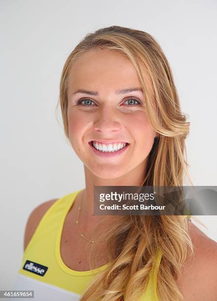 Elina Svitolina of Ukraine poses during the ellesse Tennis Performance Apparel Launch on January 17, 2014 in Melbourne, Australia. The new range of...