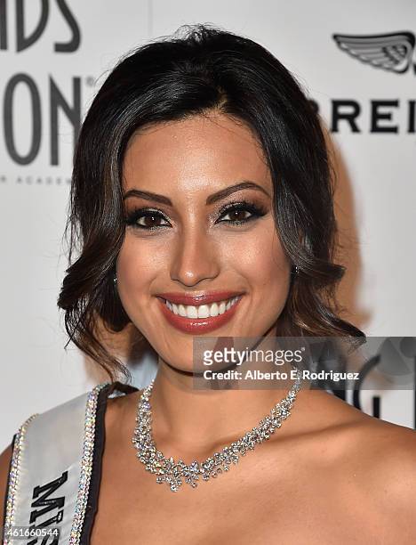 Miss California USA, Natasha Martinez attends the 12th Annual "Living Legends of Aviation" at The Beverly Hilton Hotel on January 16, 2015 in Beverly...