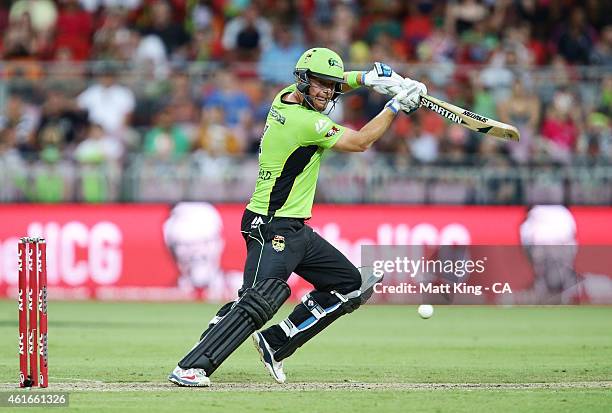 Andrew McDonald of the Thunder bats during the Big Bash League match between the Sydney Thunder and the Melbourne Stars at Spotless Stadium on...