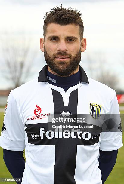 New signing for Parma FC Antonio Nocerino poses with the club shirt at the club's training ground on January 17, 2015 in Collecchio, Italy.