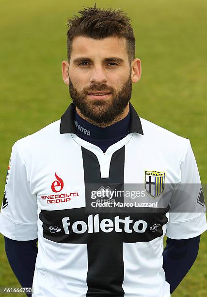 New signing for Parma FC Antonio Nocerino poses with the club shirt at the club's training ground on January 17, 2015 in Collecchio, Italy.