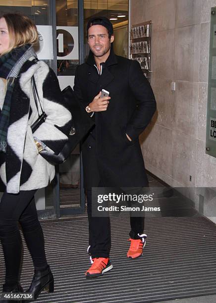 Spencer Matthews sighting at the BBC studios on January 17, 2015 in London, England.