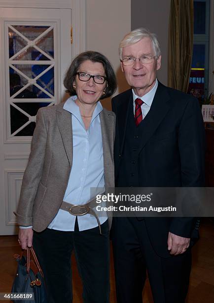 Henning Voscherau and Annerose Voscherau attend New Year Reception of publisher Klaus Schuemann at Hotel Louis C. Jacob on January 9, 2014 in...