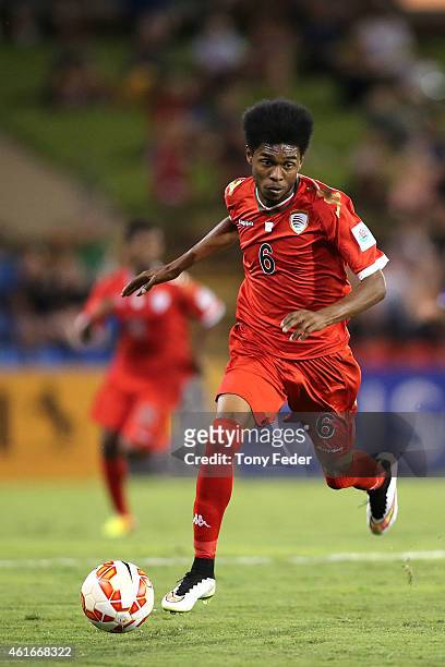 Raed Saleh of Oman in action during the 2015 Asian Cup match between Oman and Kuwait at Hunter Stadium on January 17, 2015 in Newcastle, Australia.
