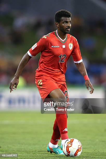 Ahmaed Mubarak of Oman in action during the 2015 Asian Cup match between Oman and Kuwait at Hunter Stadium on January 17, 2015 in Newcastle,...