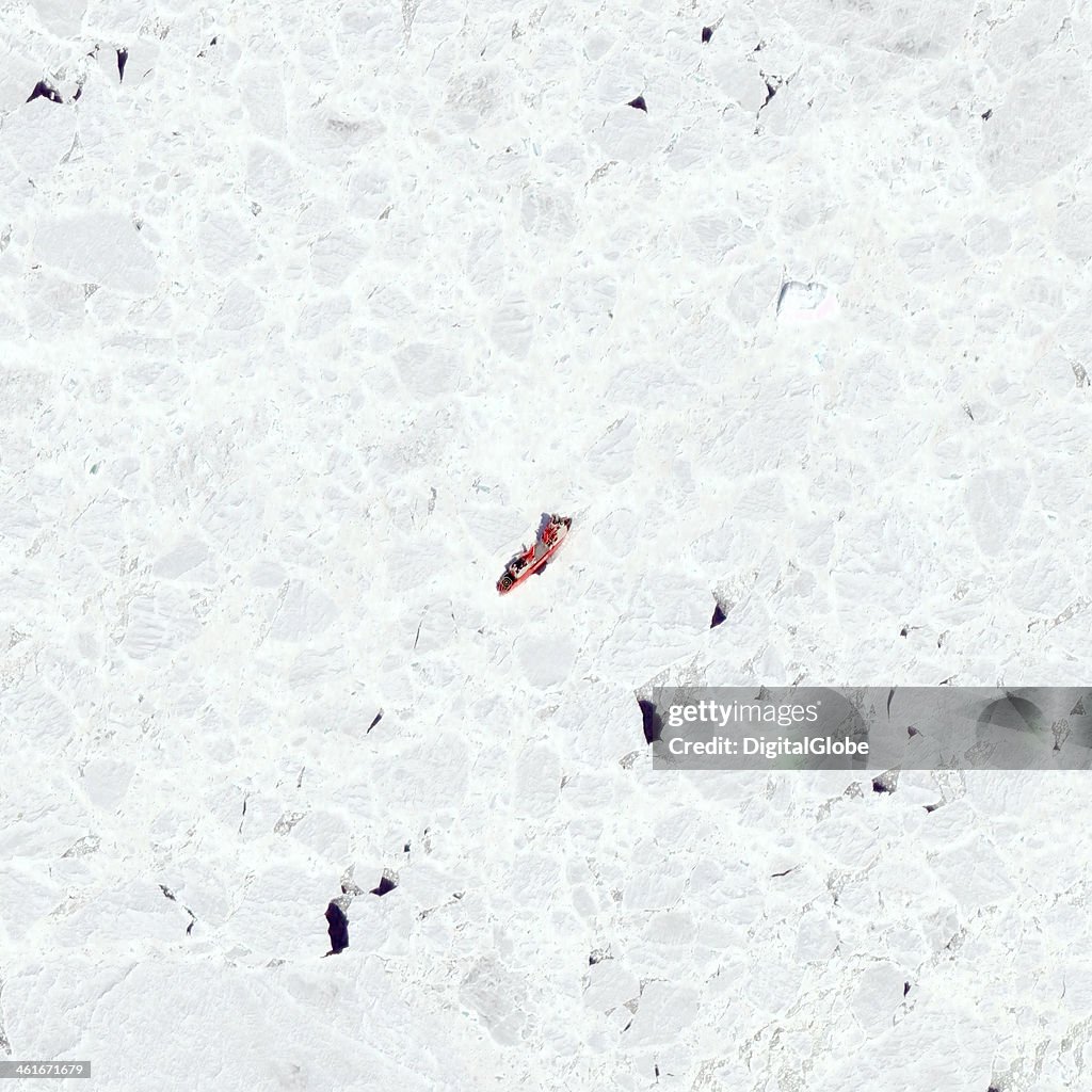 Satellite Image of the Chinese Icebreaker Xue Long in Antarctica