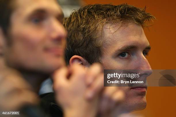 Andy Schleck of Luxembourg and the Trek Factory Racing team looks on during the Trek Factory Racing Team launch at the Stab Velodrome on January 10,...