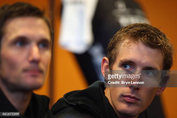 Andy Schleck of Luxembourg and the Trek Factory Racing team looks on during the Trek Factory Racing Team launch at the Stab Velodrome on January 10,...