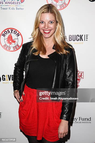 Actress Hilary Barraford attends a Red Sox charity event to benefit The Jimmy Fund, Children's Hospital LA's Cancer Researchers & G1VE A BUCK Fund at...