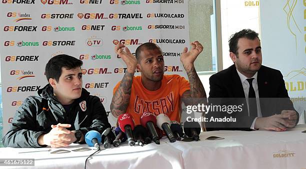 Brazilian Felipe Melo of Galatasaray holds a press conference in Antalya, Turkey on January 17, 2015.