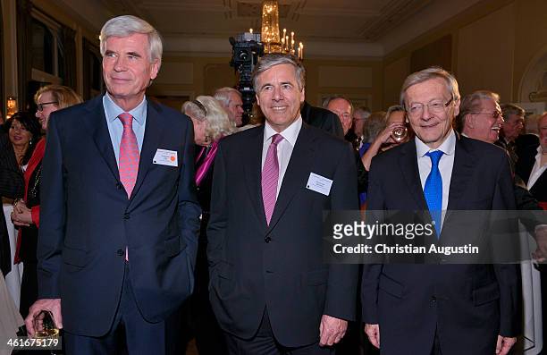 Michael Otto, Josef Ackermann and Wolfgang Schuessel attend New Year Reception of publisher Klaus Schuemann at Hotel Louis C. Jacob on January 9,...