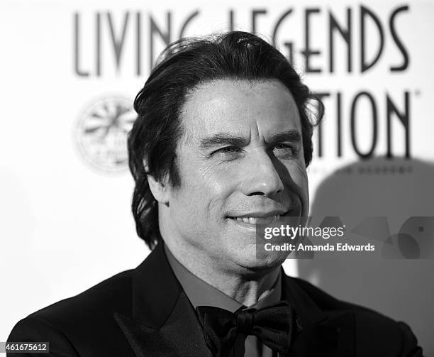 Actor John Travolta arrives at the 12th Annual "Living Legends Of Aviation" Awards at The Beverly Hilton Hotel on January 16, 2015 in Beverly Hills,...