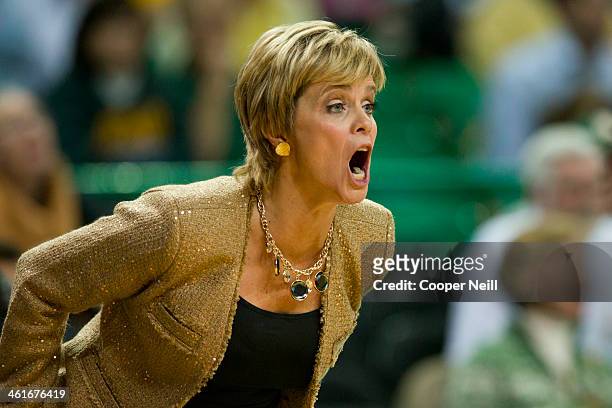 Baylor Bears head coach Kim Mulkey looks on against the Mississippi Lady Rebels on December 18, 2013 at the Ferrell Center in Waco, Texas.