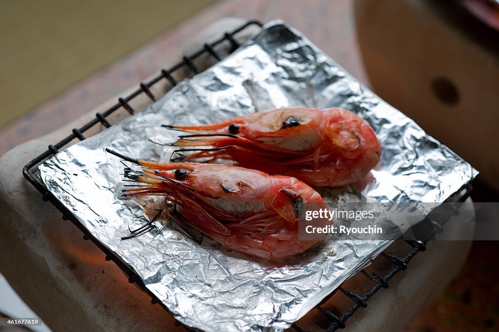 The shrimp of Japanese-style food grilled with sal