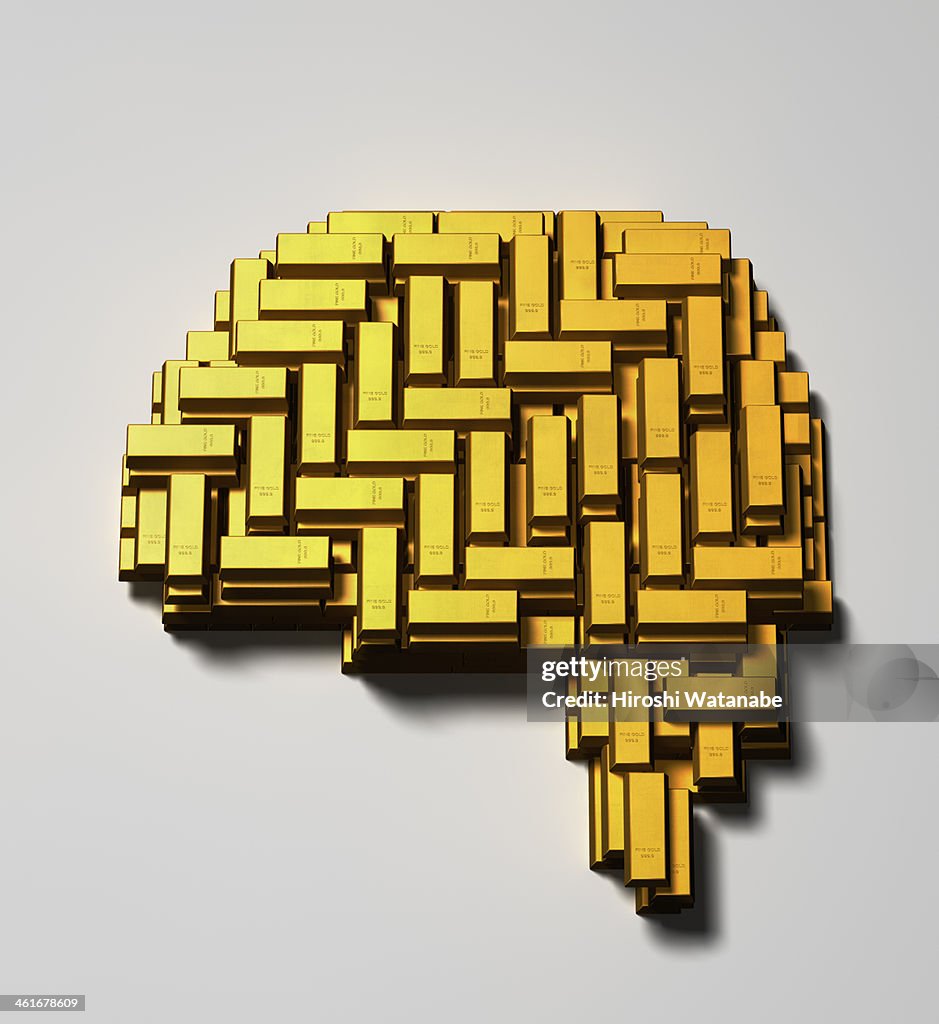 Brain made of  gold bars