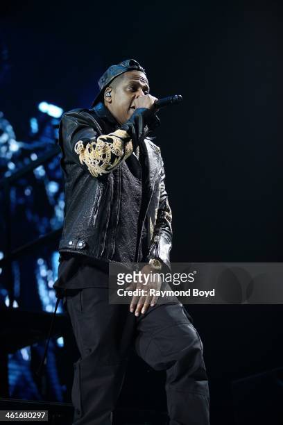 Rapper Jay-Z, performs at the United Center in Chicago, Illinois on JANUARY 09, 2014.