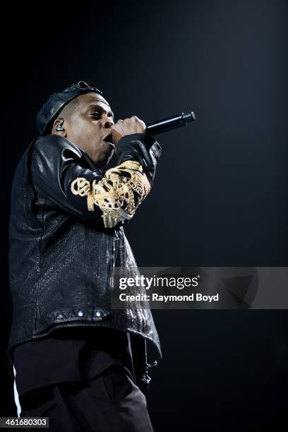 Rapper Jay-Z, performs at the United Center in Chicago, Illinois on JANUARY 09, 2014.