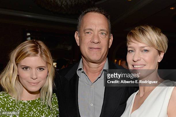 Actors Kate Mara, Tom Hanks and Robin Wright attend the 14th annual AFI Awards Luncheon at the Four Seasons Hotel Beverly Hills on January 10, 2014...