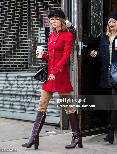 Taylor Swift is seen in TriBeCa on January 17, 2015 in New York City.