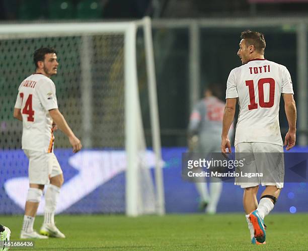 Francesco Totto of Roma shows his dejection during the Serie A match between US Citta di Palermo and AS Roma at Stadio Renzo Barbera on January 17,...