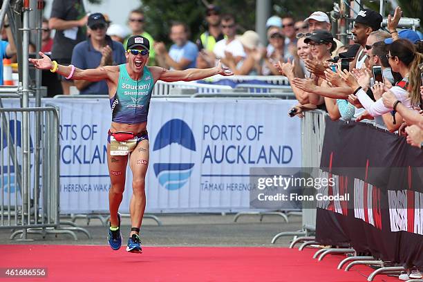 Tim Reed of Australia wins Ironman 70.0 on January 18, 2015 in Auckland, New Zealand.