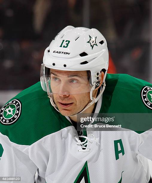 Ray Whitney of the Dallas Stars skates against the New Jersey Devils at the Prudential Center on January 9, 2014 in Newark, New Jersey. The Devils...
