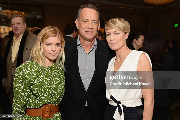 Actors Kate Mara, Tom Hanks and Robin Wright attend the 14th annual AFI Awards Luncheon at the Four Seasons Hotel Beverly Hills on January 10, 2014...