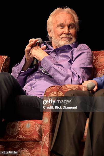 Musician Kenny Rogers speaks during a panel discussion with Kenny Rogers and the First Edition at the Country Music Hall Of Fame and Museum in the...