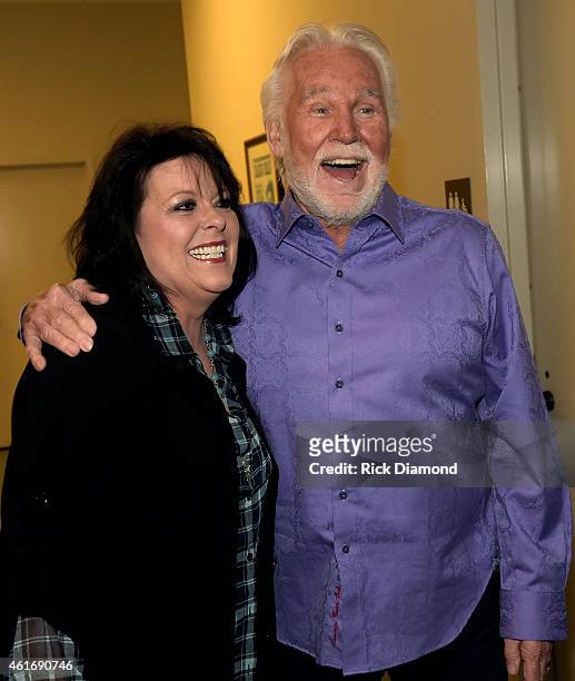 Musicians Mary Arnold Miller and Kenny Rogers attend a panel discussion with Kenny Rogers and the First Edition at the Country Music Hall Of Fame and...