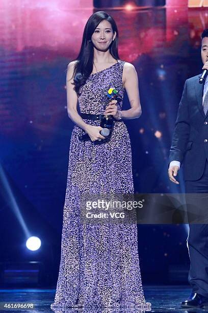 Actress Lin Chi-ling attends 2014 App Awards on January 17, 2015 in Beijing, China.