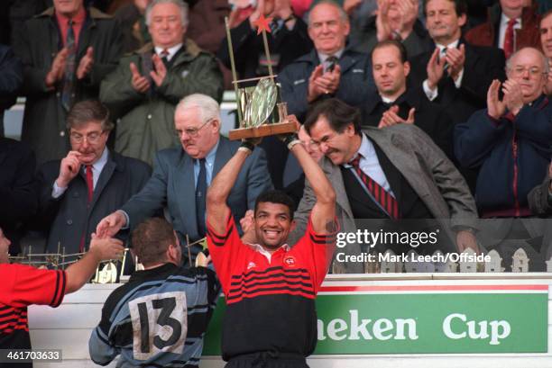 Heineken Cup Rugby Union Final, Cardiff v Toulouse, Toulouse captain Emile Ntamack lifts the Heineken Cup trophy.