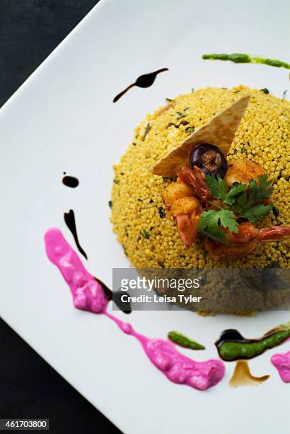 Millet and prawn biriyani served at the Dune, a 50 roomed eco-resort on the Coramandel Coast in Tamil Nadu. Established by French native Dimitri...