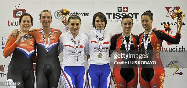 Russia's silver medalists Daria Shmeleva and Ekaterina Gnidenko , the Netherland's gold medalists Elis Ligtlee and Shanne Braspennincx , Spain's...