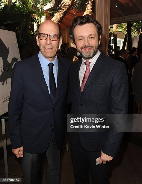 Showtime CEO Matthew Blank and actor Michael Sheen attend the 14th annual AFI Awards Luncheon at the Four Seasons Hotel Beverly Hills on January 10,...