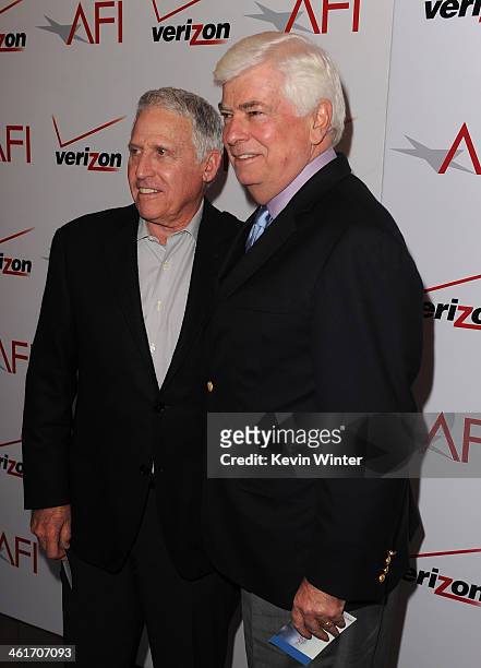 Warner Bros. Pictures Domestic Distribution President Dan Fellman and MPAA Chairman/CEO Chris Dodd attend the 14th annual AFI Awards Luncheon at the...