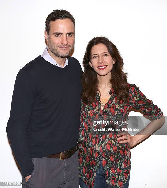 Dominic Fumusa and Jessica Hecht attend the "Stage Kiss" cast fan meet and greet at Playwrights Horizons on January 10, 2014 in New York City.