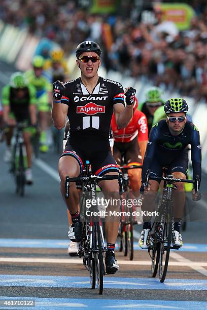 Marcel Kittel of Germany and Team Giant - Alpecin celebrates after winnig the People's Choice Classic, a one day event prior to Stage 1 of the 2015...