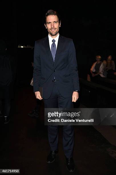 James Ferragamo attends the Salvatore Ferragamo show as part of Milan Menswear Fashion Week Fall Winter 20125/2016 on January 18, 2015 in Milan,...
