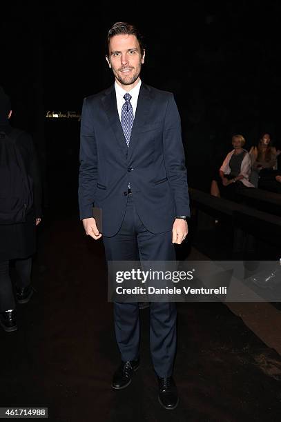 James Ferragamo attends the Salvatore Ferragamo show as part of Milan Menswear Fashion Week Fall Winter 20125/2016 on January 18, 2015 in Milan,...