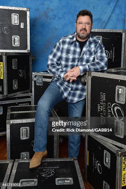 Vince Gill poses for a portrait at All My Friends: Celebrating the Songs & Voice of Gregg Allman at The Fox Theatre on January 10, 2014 in Atlanta,...