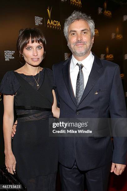 Director Alfonso Cuarón and author Sheherazade Goldsmith attend the 3rd AACTA International Awards at Sunset Marquis Hotel & Villas on January 10,...