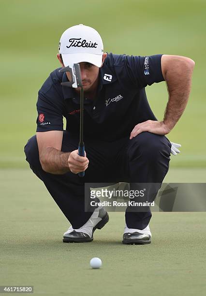 Gary Stal of France on the 17th green during the final round of the Abu Dhabi HSBC Golf Championship at the Abu Dhabi Golf Club on January 18, 2015...