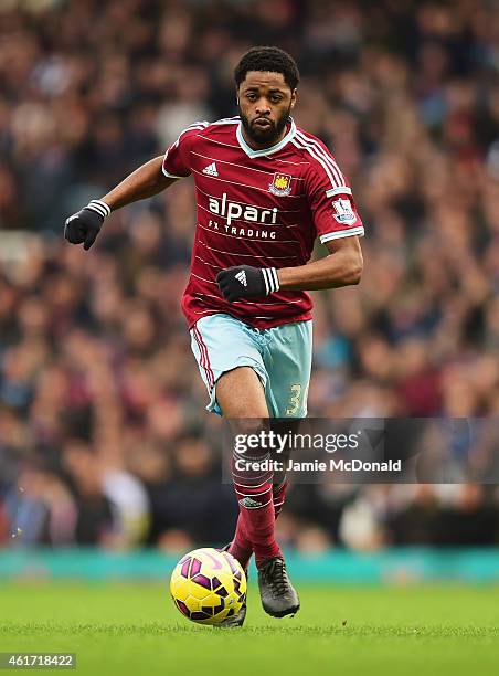 Alex Song of West Ham United in action during the Barclays Premier League match between West Ham United and Hull City at Boleyn Ground on January 18,...