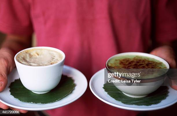 Selection of desserts at the 3 Nagas restaurant in Luang Prabang. Little more than a ghost town ten years ago and was given the World Heritage status...