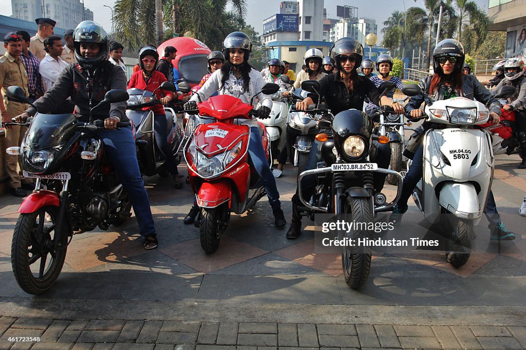 100 Women Bike Riders Participate In Road Safety Week In Mumbai